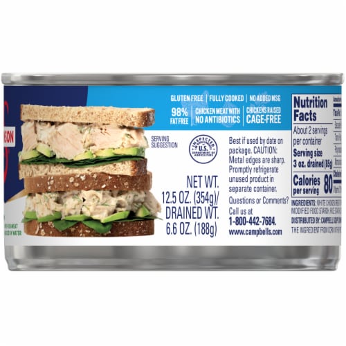 Swanson 35% Less Sodium White Premium Chunk Canned Chicken Breast in Water Perspective: right
