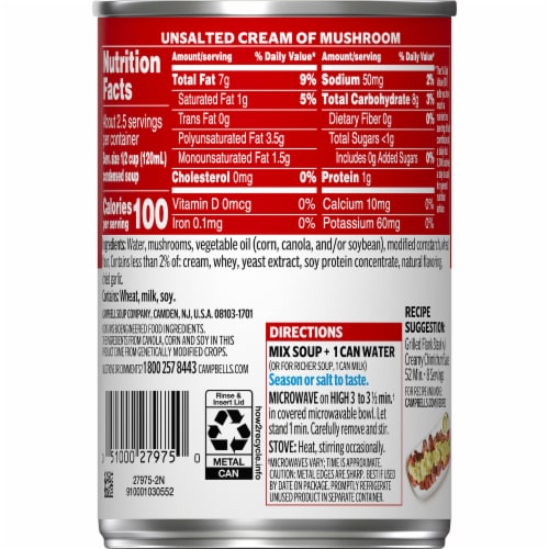 Campbell's® Unsalted Condensed Cream of Mushroom Soup Perspective: right