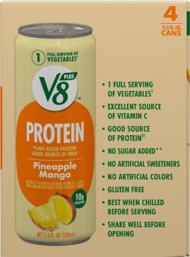 V8™ +Protein Pineapple Mango Plant-Based Protein Drink Perspective: right