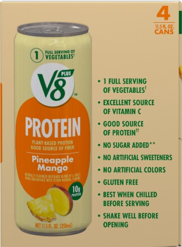 V8™ +Protein Pineapple Mango Plant-Based Protein Drink Perspective: right