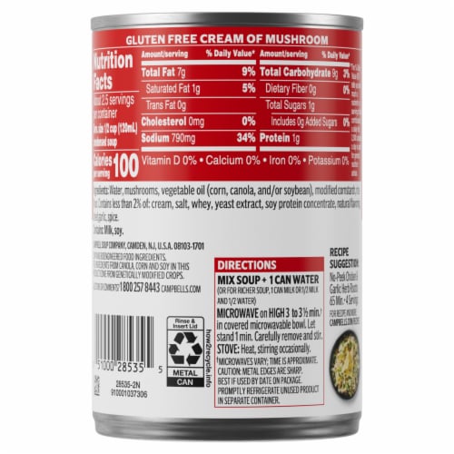 Campbell's® Condensed Gluten Free Cream of Mushroom Soup Perspective: right