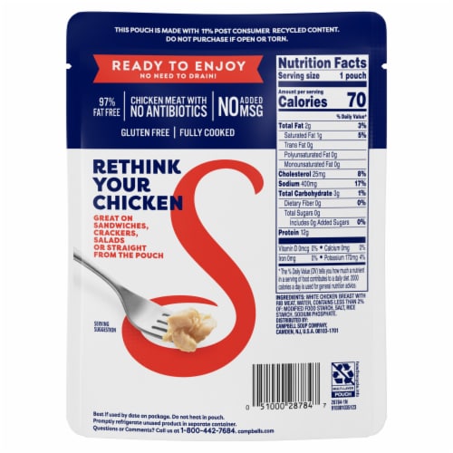 Swanson® Original White Chunk Fully Cooked Chicken Pouch Perspective: right