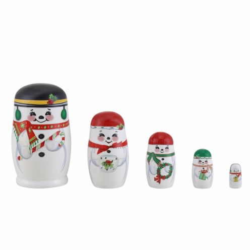 Wooden Nesting Snowman 5 piece Perspective: right