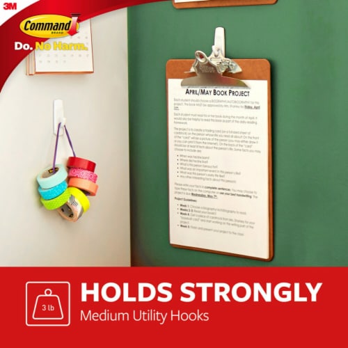 Command™ Damage-Free Hanging Medium Utility Hooks - White Perspective: right