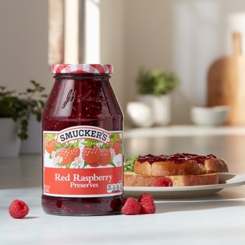 Smucker's Red Raspberry Preserves Perspective: right