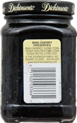 Dickinson's Pure Bing Cherry Preserves Perspective: right