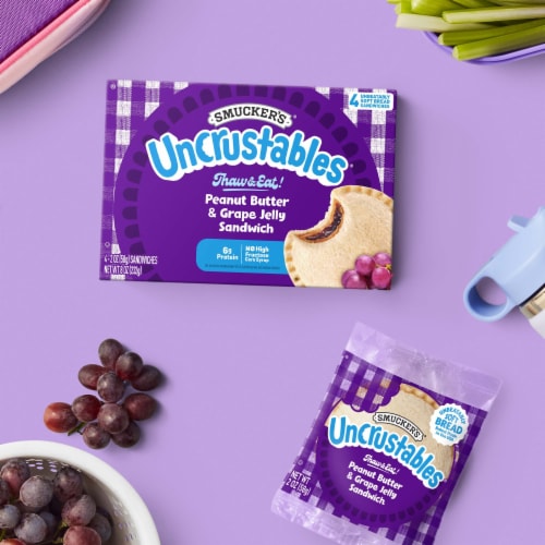 Smucker's Uncrustables Peanut Butter & Grape Jelly Sandwiches Perspective: right