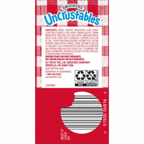 Smucker's Uncrustables Peanut Butter & Strawberry Jam Sandwiches Perspective: right