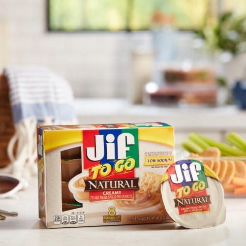 Jif To Go Natural Creamy Peanut Butter Spread Snack Size Packs Perspective: right