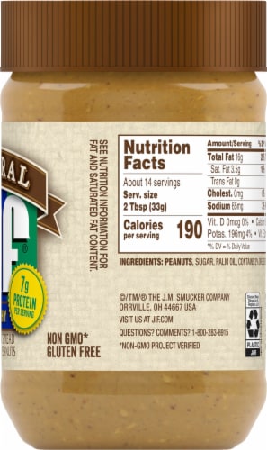 Jif® Natural Crunchy Peanut Butter Spread Perspective: right