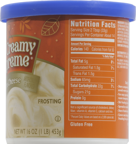 Pillsbury Creamy Supreme Cream Cheese Frosting Perspective: right