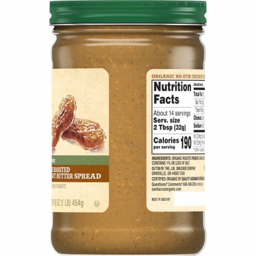 Santa Cruz Organic® No Stir Dark Roasted Crunchy Peanut Butter Perspective: right