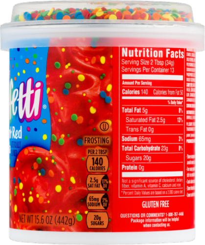 Pillsbury Radiant Red Vanilla Funfetti Frosting Perspective: right
