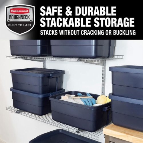 Rubbermaid 10 Gallon Stackable Storage Container, Dark Indigo