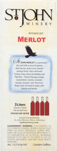 St. John Winery Merlot Arkansas Red Wine Box Perspective: right