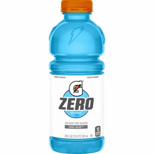 Gatorade Zero Sugar Thirst Quencher Cool Blue Electrolyte Enhanced Sports Drink Perspective: right