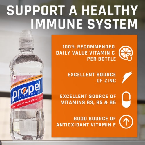 Propel Zero Sugar Immune Support Electrolyte Water Beverage Lemon Blackberry Perspective: right