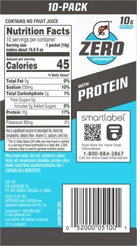 Gatorade Zero Glacier Freeze with Protein Powder Beverage Mix Perspective: right
