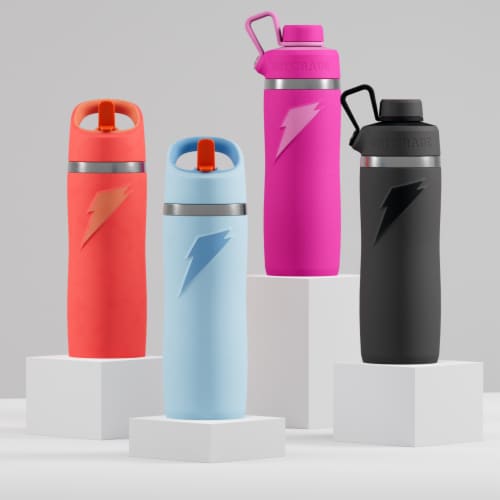 Gatorade® Coral Straw Cap Water Bottle Perspective: right