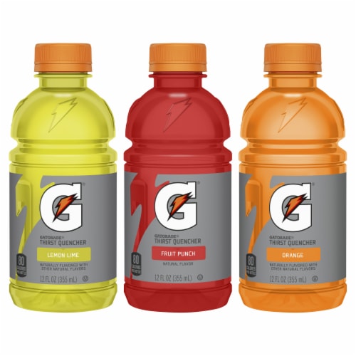 Gatorade® Red Yellow Orange Sports Drink Variety Pack Bottles Perspective: right