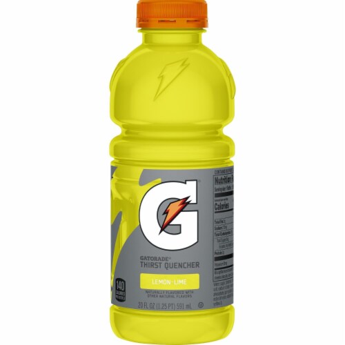 Gatorade Thirst Quencher Yellow Lemon Lime Electrolyte Enhanced Sports Drink Perspective: right
