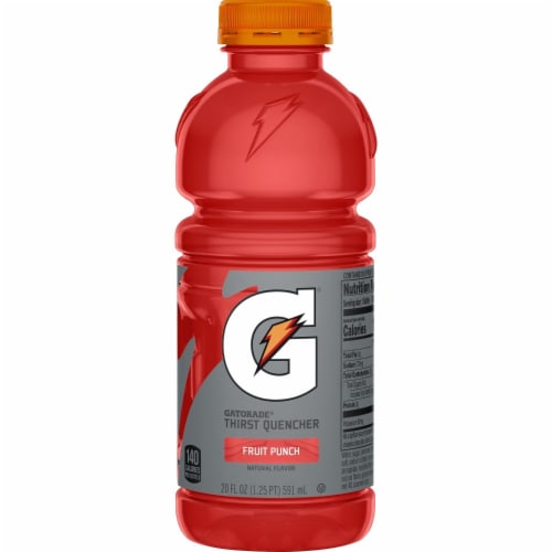 Gatorade Thirst Quencher Red Fruit Punch Electrolyte Enhanced Sports Drink Perspective: right