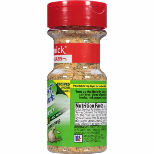 McCormick Perfect Pinch Salt Free Garlic & Herb Seasoning Shaker, 2.75