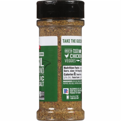 McCormick Basil Oregano Garlic and Sea Salt All Purpose Seasoning Shaker Perspective: right