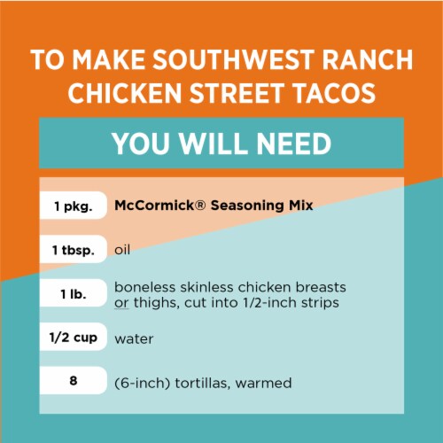 McCormick Street Taco Southwest Ranch Chicken Seasoning Mix Perspective: right