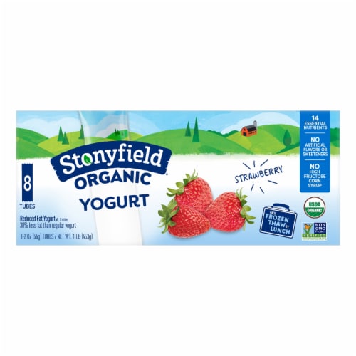 Stonyfield® Organic Kids Strawberry Lowfat Yogurt Pouch  Squeezers Perspective: right