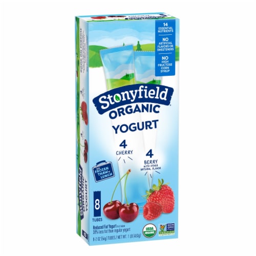 Stonyfield® Organic Kids Berry & Cherry Lowfat Yogurt Tubes Perspective: right