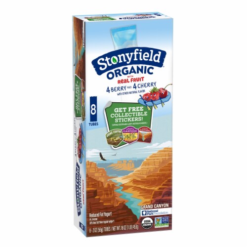 Stonyfield Organic Kids Cherry & Berry Reduced Fat Yogurt Tubes Perspective: right