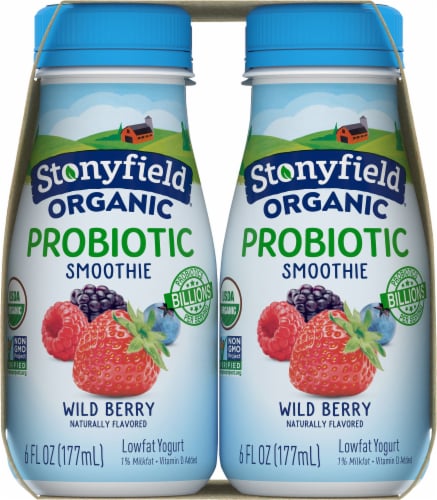 Stonyfield® Organic Wild Berry Probiotic Yogurt Smoothie Perspective: right