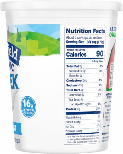 Stonyfield® Organic 0% Plain Nonfat Greek Yogurt Perspective: right