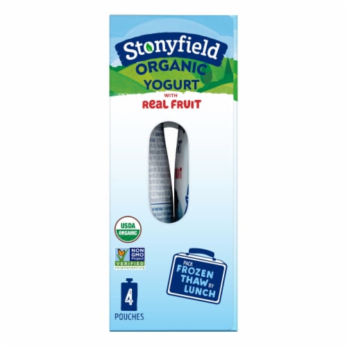 Stonyfield Organic Kids Reduced Fat Yogurt Pouches, Blueberry Perspective: right