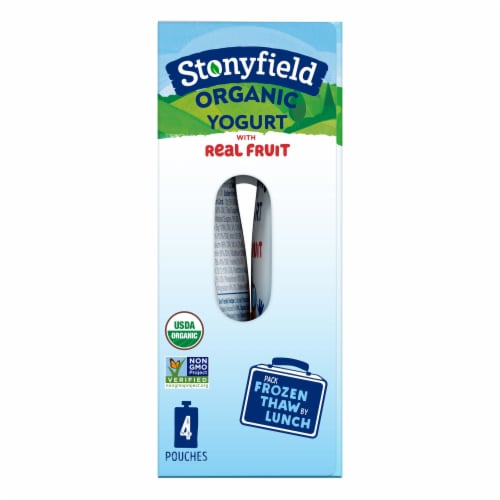 Stonyfield Organic Kids Reduced Fat Yogurt Pouches, Strawberry Perspective: right