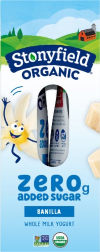 Stonyfield® Organic Kids Zero Added Sugar Whole Milk Yogurt Pouches Banilla Perspective: right