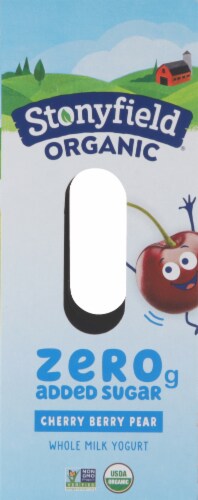 Stonyfield Organic® Kids Zero Sugar Cherry Berry Pear Yogurt Pouches Perspective: right