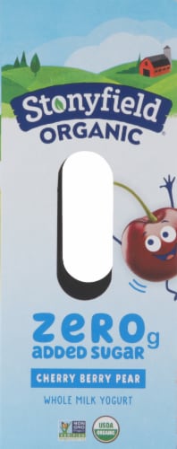 Stonyfield Organic® Kids Zero Sugar Cherry Berry Pear Yogurt Pouches Perspective: right