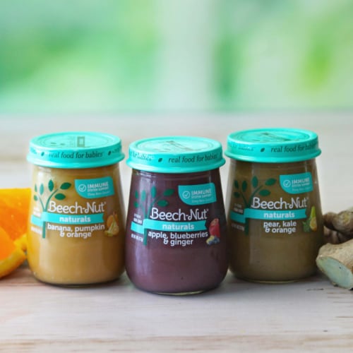 Beech-Nut® Naturals Stage 3 Immune Support Pear Kale & Orange Baby Food Jar Perspective: right