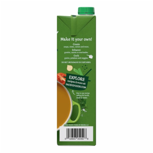 Pacific Foods® Low Sodium Organic Vegetable Broth Carton Perspective: right