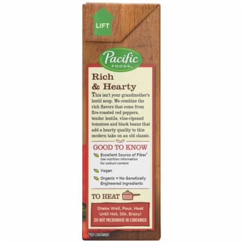 Pacific Foods™ Organic Vegetable Lentil & Roasted Red Pepper Soup Perspective: right
