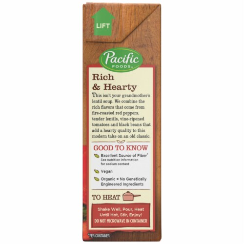Pacific Foods™ Organic Vegetable Lentil & Roasted Red Pepper Soup Perspective: right