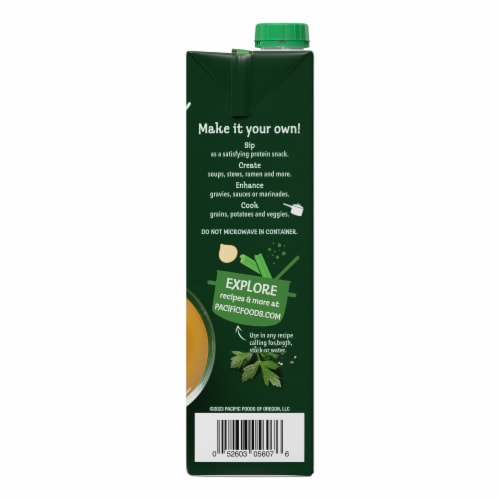 Pacific Foods Organic Chicken Bone Broth Unsalted Perspective: right