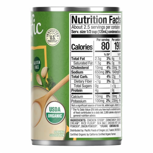 Pacific Foods® Organic Gluten Free Cream of Chicken Condensed Soup Perspective: right