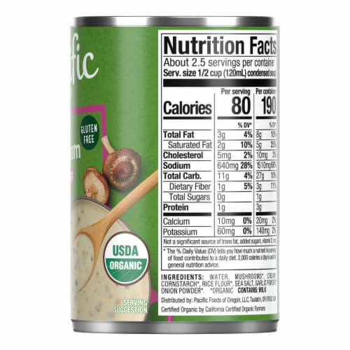 Pacific Foods® Organic Gluten Free Cream of Mushroom Condensed Soup Perspective: right