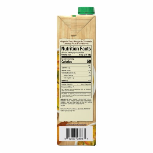 Pacific Foods® Organic Zesty Ginger & Turmeric Creamy Plant-Based Broth Perspective: right
