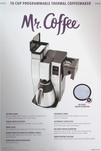 Mr. Coffee - 12-Cup Programmable Coffee Maker with Strong Brew Selector - Stainless Steel