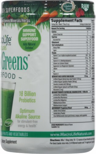 Macrolife Naturals Macro Greens Superfood Supplement Perspective: right