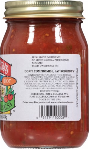Roberto's Hot Green Chile Salsa Perspective: right